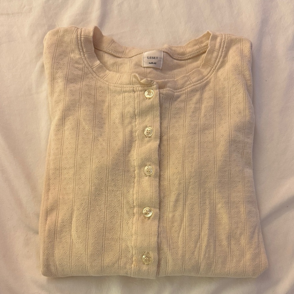 LESET Cream Button Down Shirt